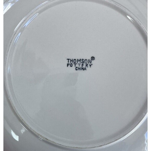 Vtg Thomson Pottery Snowman Christmas Large Serving Plate Blue Spongeware - Picture 5 of 5